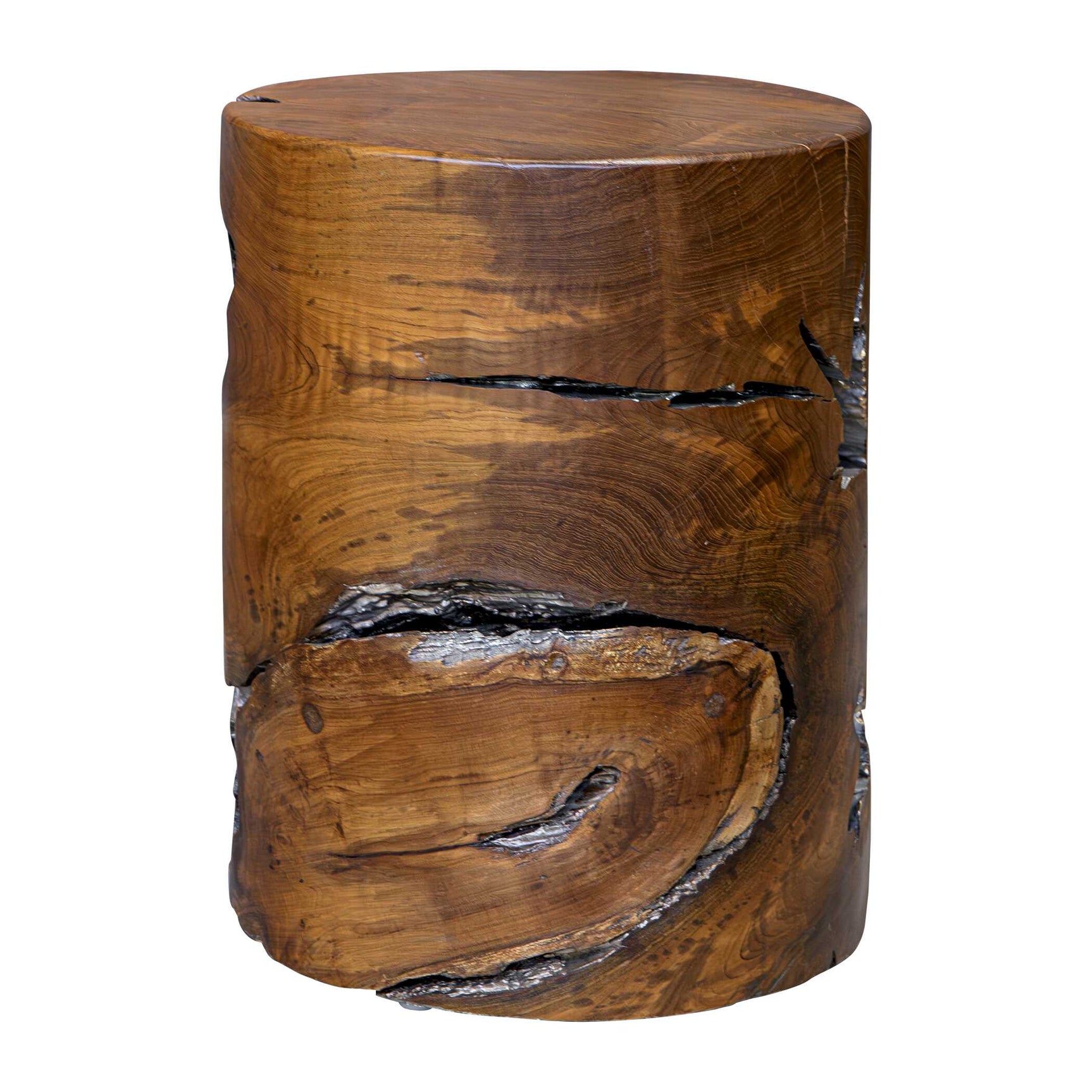 Rafe Silver/Woodtone Wooden Accent Stool