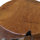 Rafe Silver/Woodtone Wooden Accent Stool
