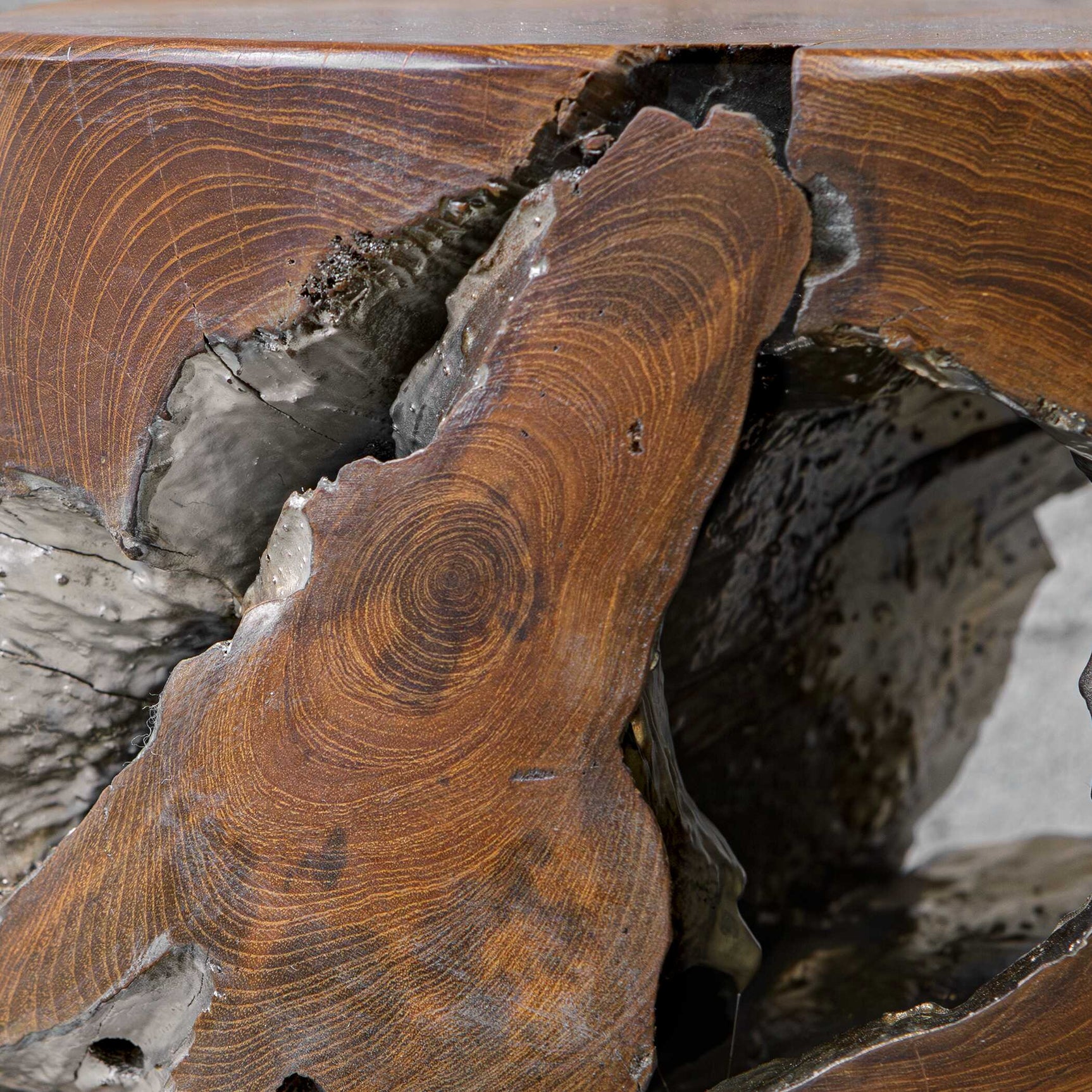 Rafe Silver/Woodtone Wooden Accent Stool
