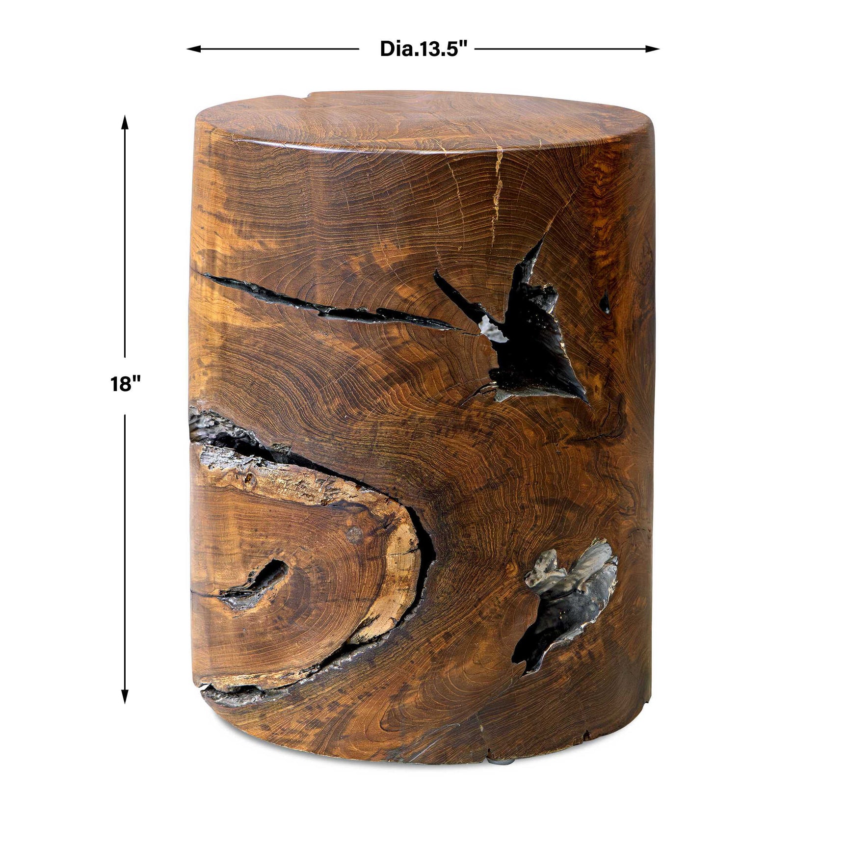 Rafe Silver/Woodtone Wooden Accent Stool