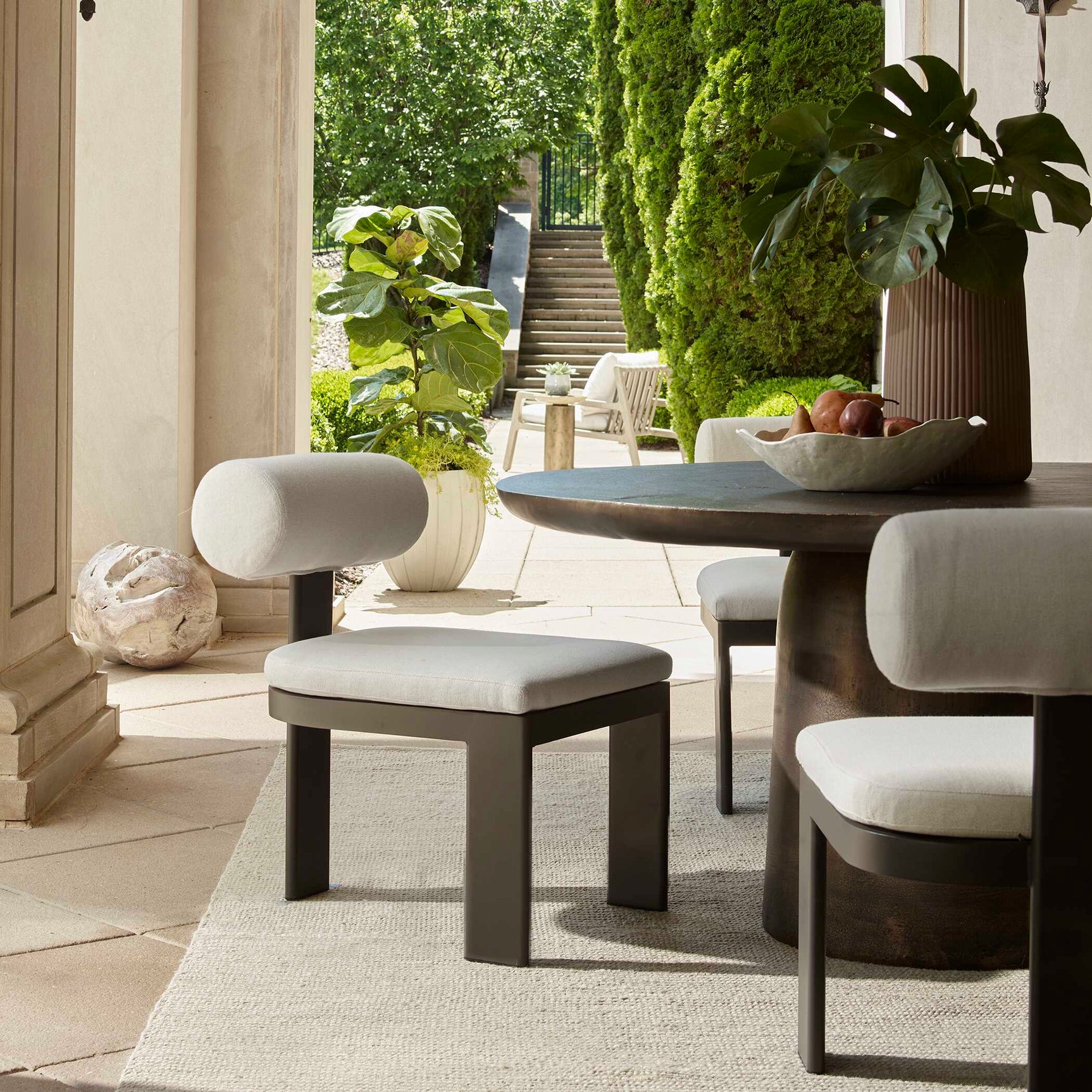 Bolster Back White Outdoor Dining Chair