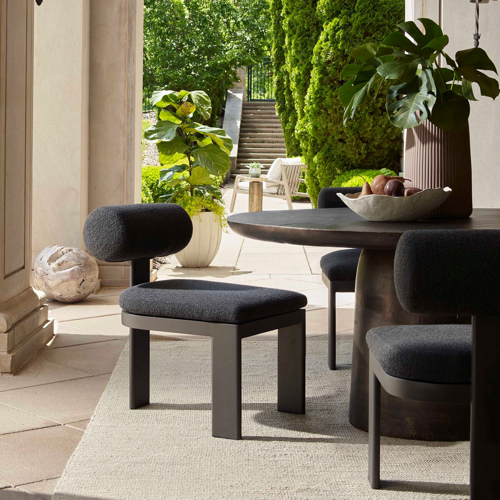 Bolster Back Charcoal Outdoor Dining Chair