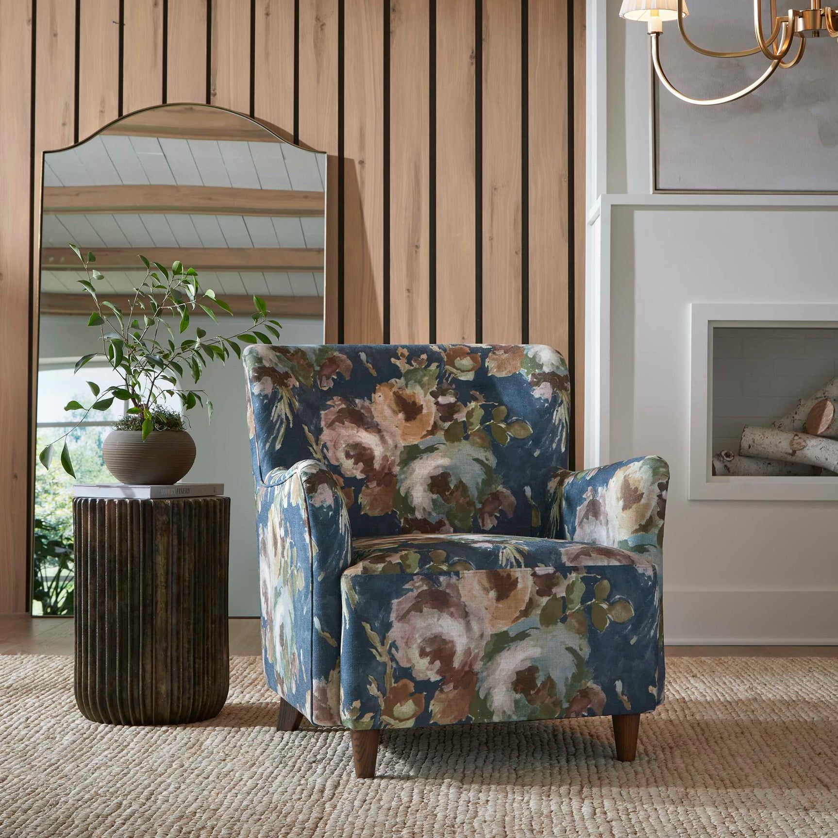 Lainey Blue Floral Upholstered Armchair