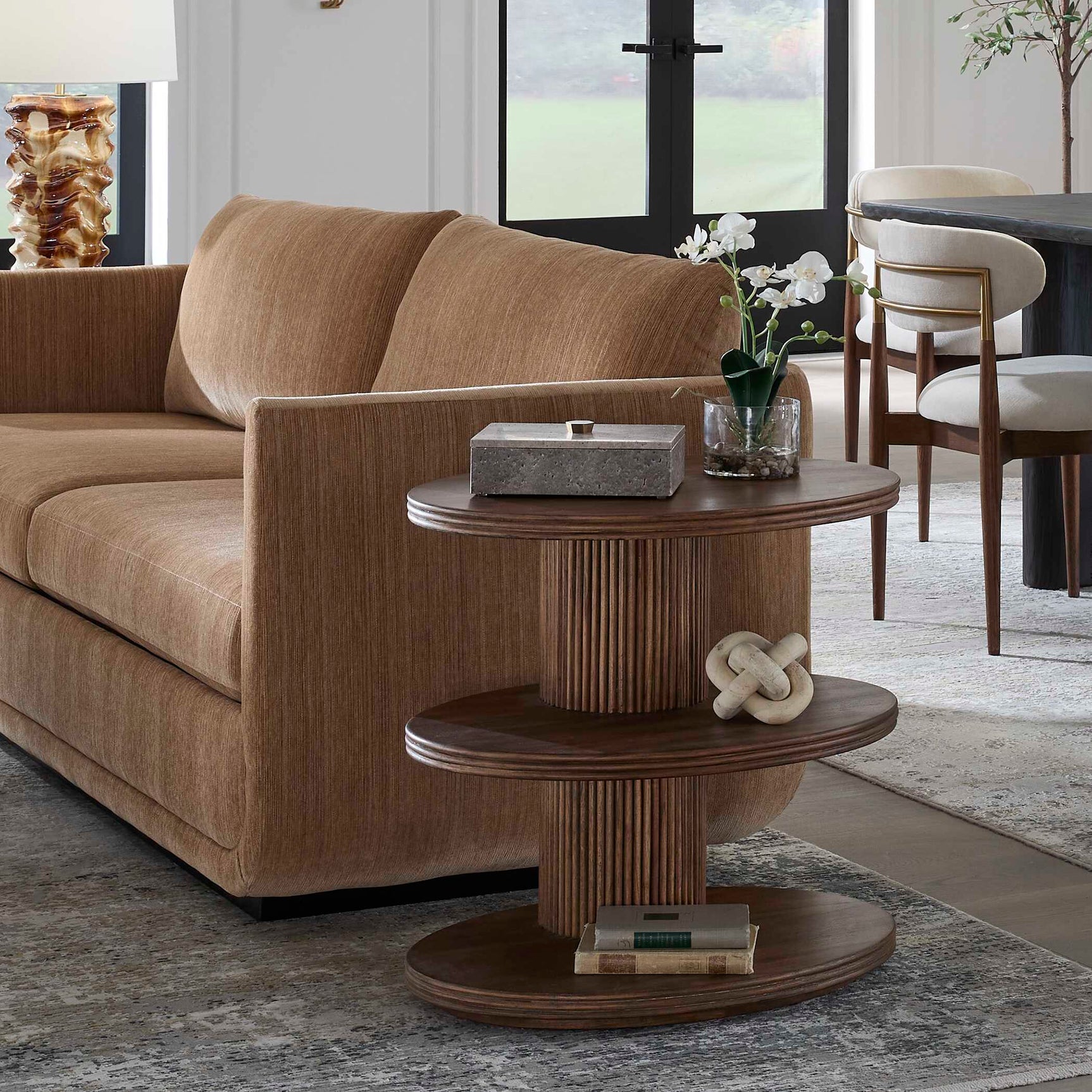 Top Walnut Tier Oval Side Table