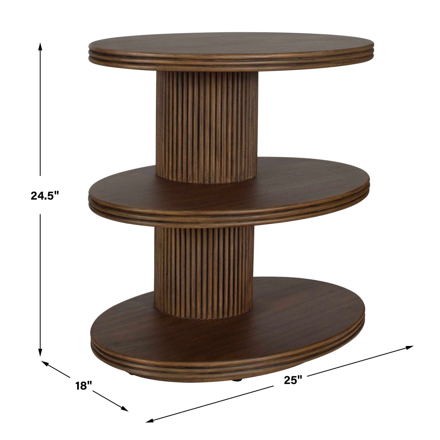 Top Walnut Tier Oval Side Table