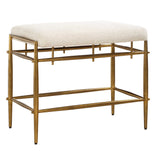 Karleen Gold/White Plush Small Brass Bench