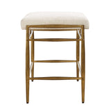 Karleen Gold/White Plush Small Brass Bench