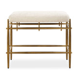 Karleen Gold/White Plush Small Brass Bench