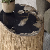 Arco Black/White Petrified Wood Top Accent Table