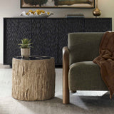 Arco Black/White Petrified Wood Top Accent Table