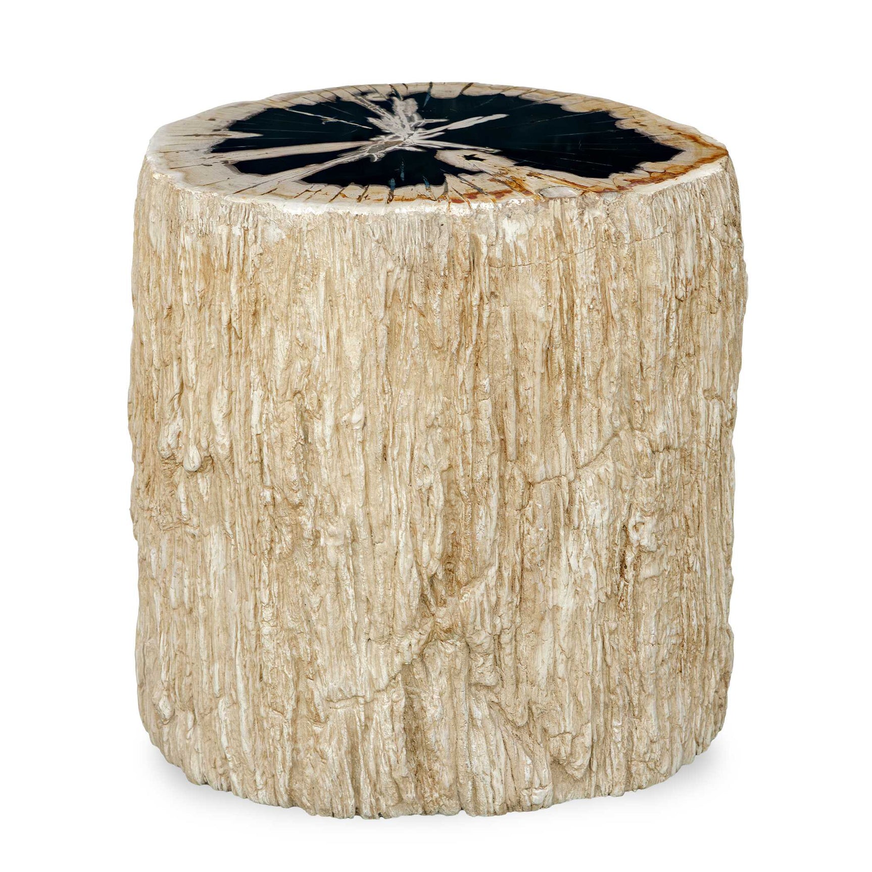 Arco Black/White Petrified Wood Top Accent Table