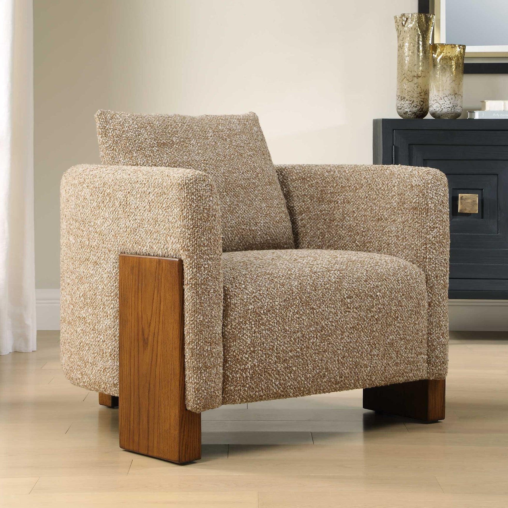 Halligan Brown Upholstered Accent Chair
