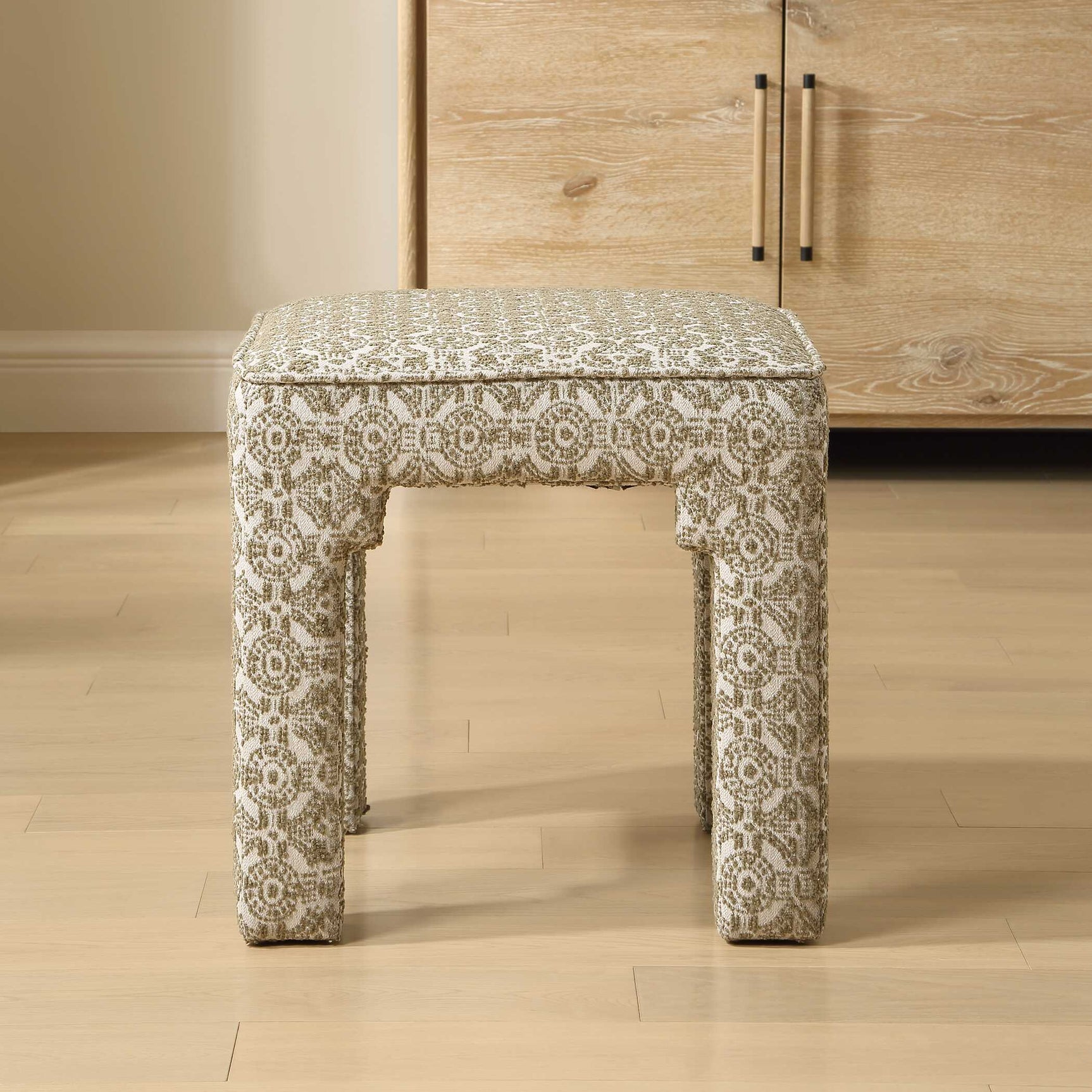 Satoria Green/White Upholstered Small Bench