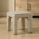 Satoria Green/White Upholstered Small Bench