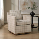 Basie White Casual Linen Swivel Chair