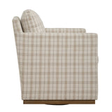 Basie White Casual Linen Swivel Chair
