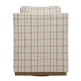 Basie White Casual Linen Swivel Chair