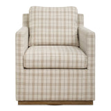 Basie White Casual Linen Swivel Chair