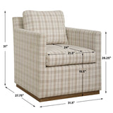 Basie White Casual Linen Swivel Chair