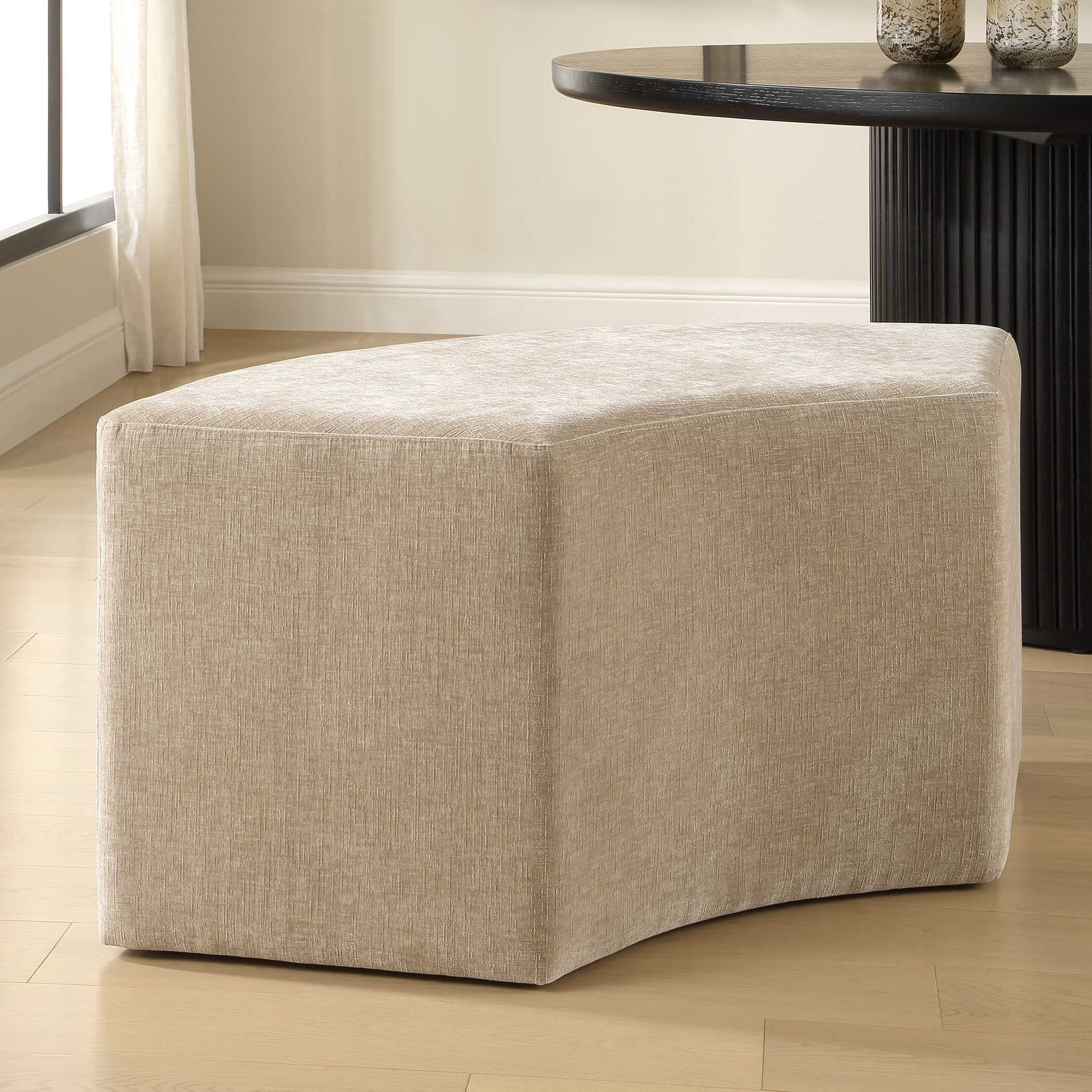 Khai Brown Rounded Plush Dining Bench