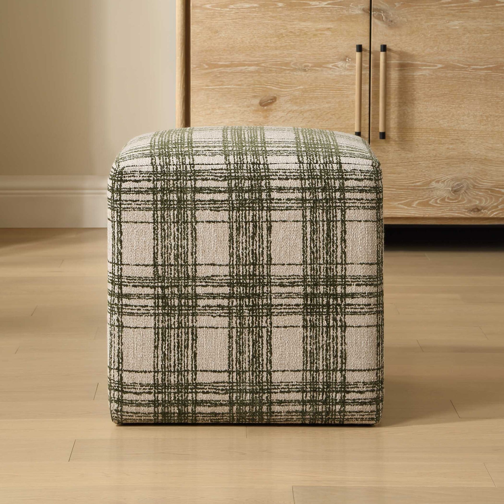 Joie Ireland Green/White Plaid Ottoman