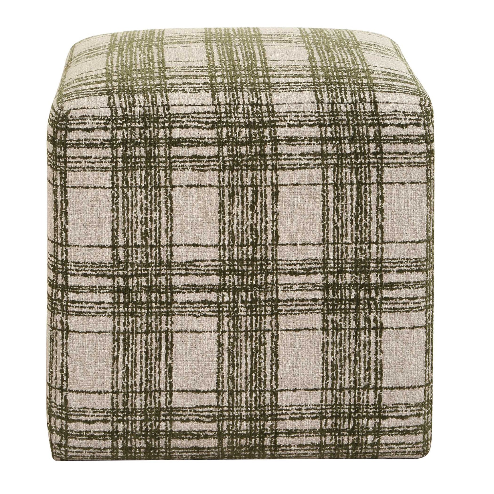 Joie Ireland Green/White Plaid Ottoman