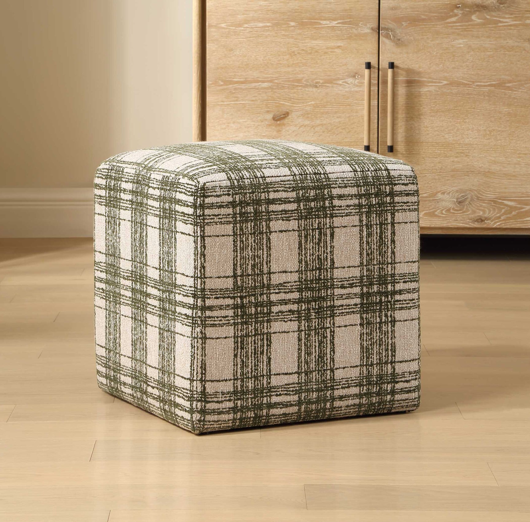 Joie Ireland Green/White Plaid Ottoman