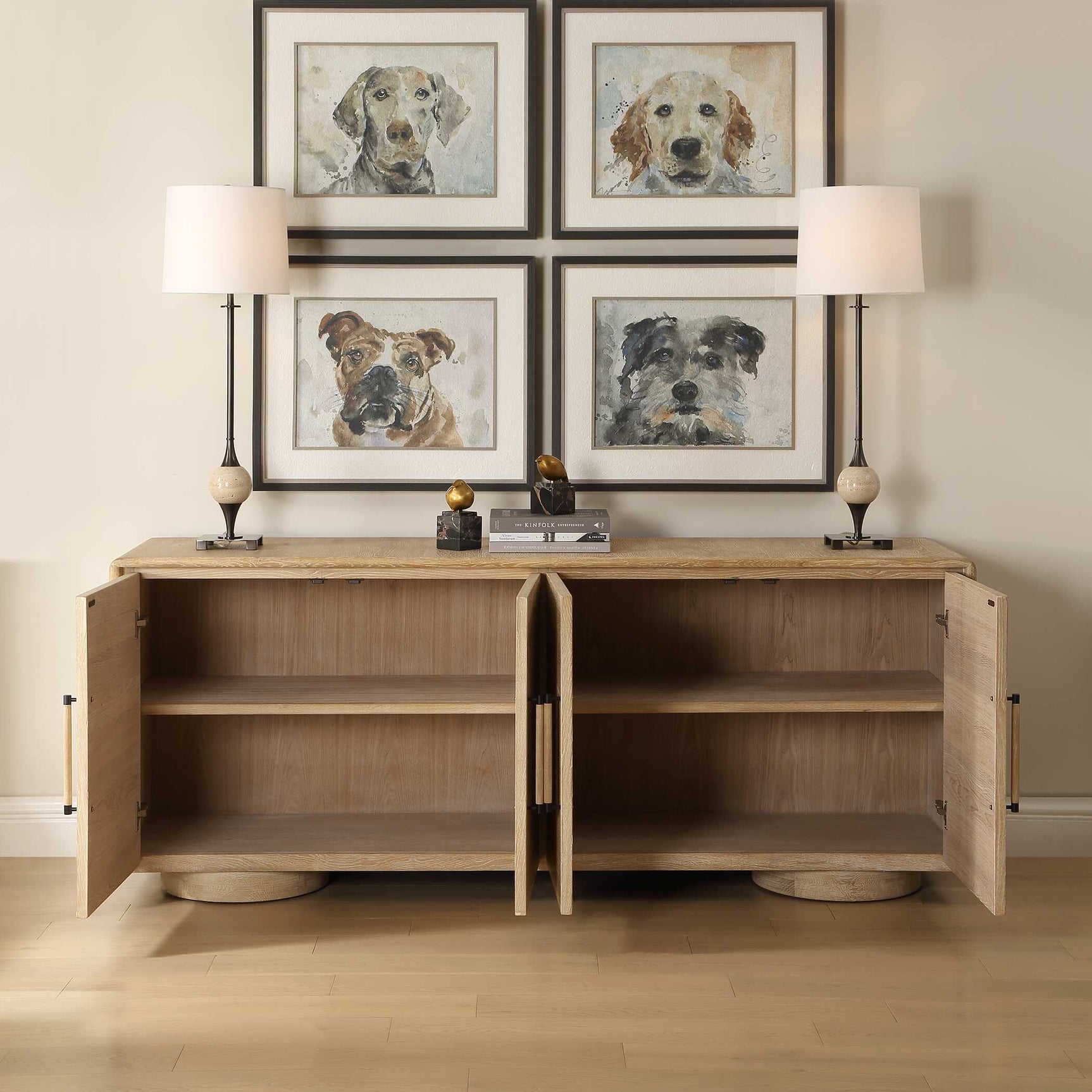 Evanston Natural Oak 4 Door Cabinet