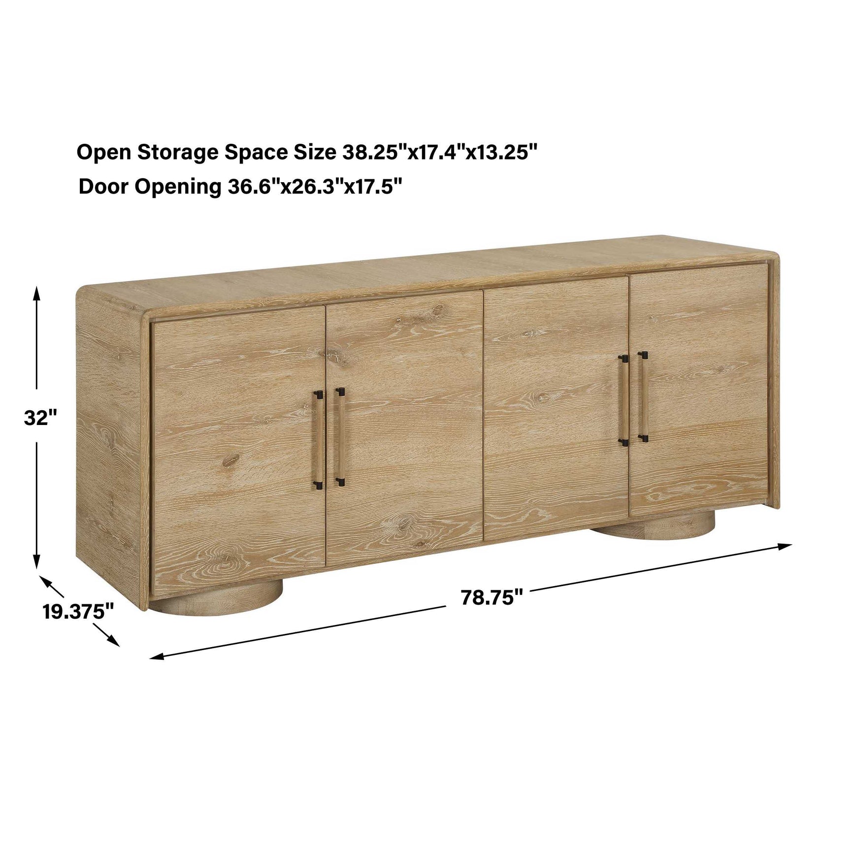 Evanston Natural Oak 4 Door Cabinet