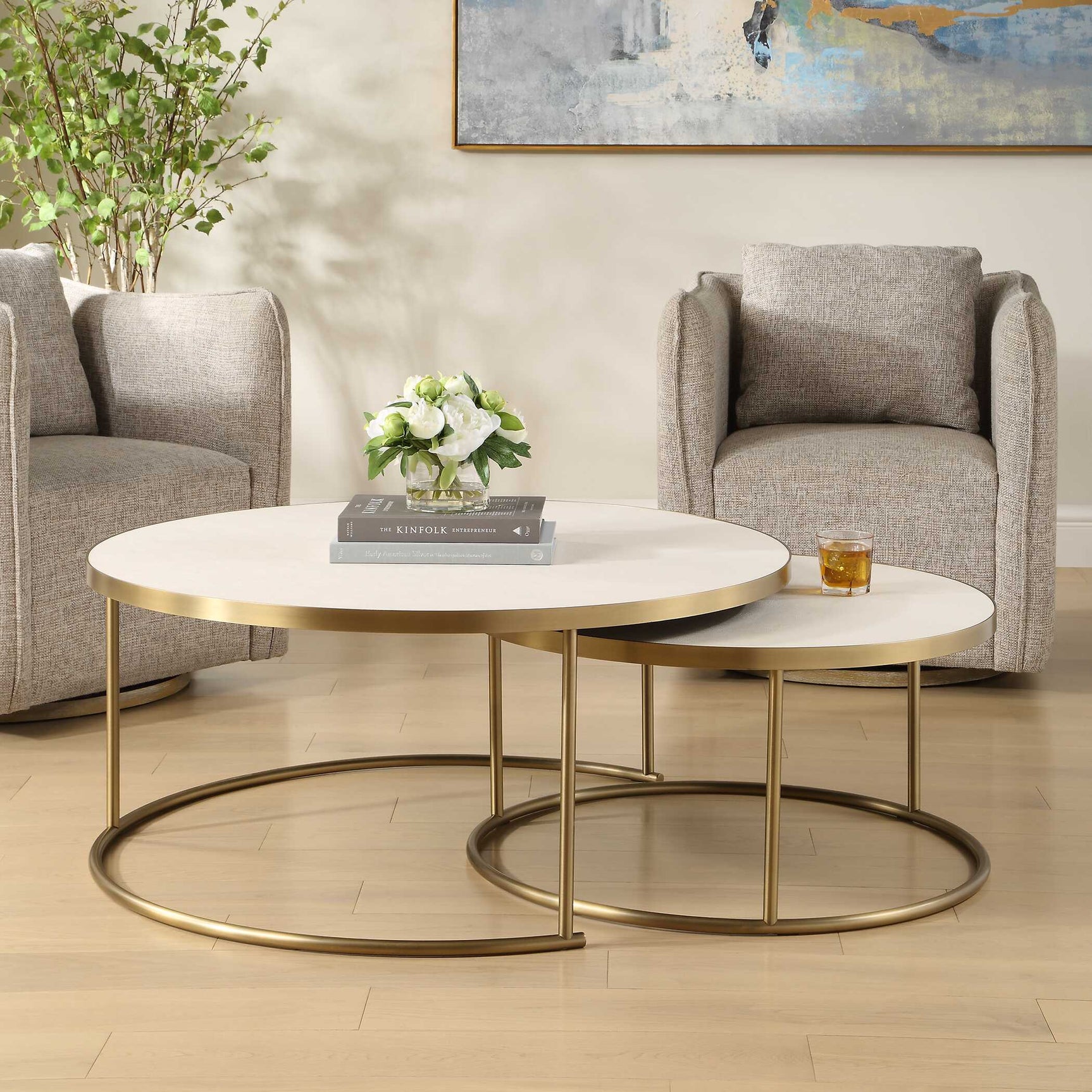 Aragon White Nesting Coffee Tables (Set of 2)
