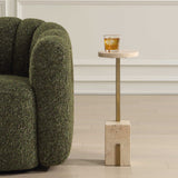 Feranno Brass Travertine Accent Table