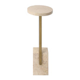 Feranno Brass Travertine Accent Table