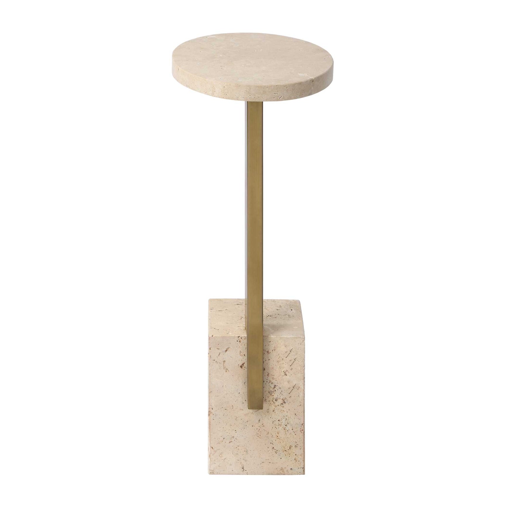 Feranno Brass Travertine Accent Table