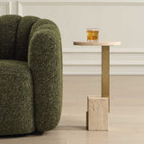 Feranno Brass Travertine Accent Table