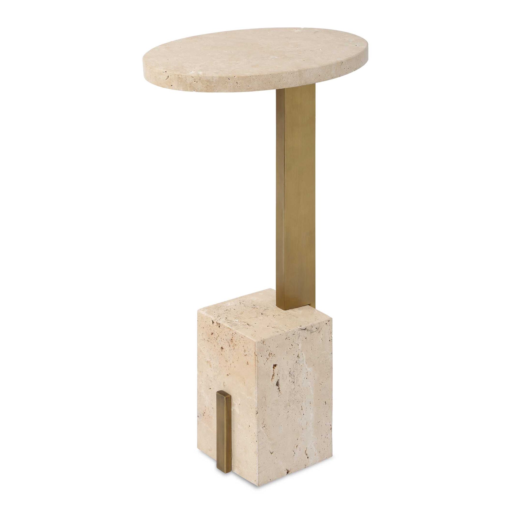 Feranno Brass Travertine Accent Table