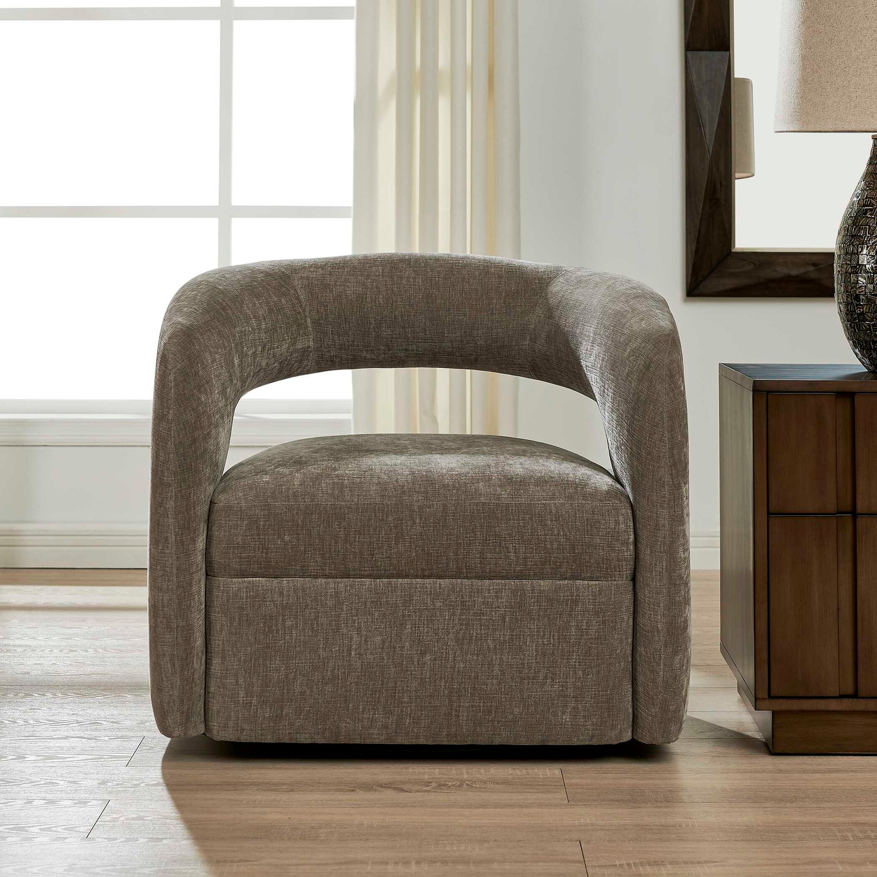 Breis Gray Swivel Barrel Chair