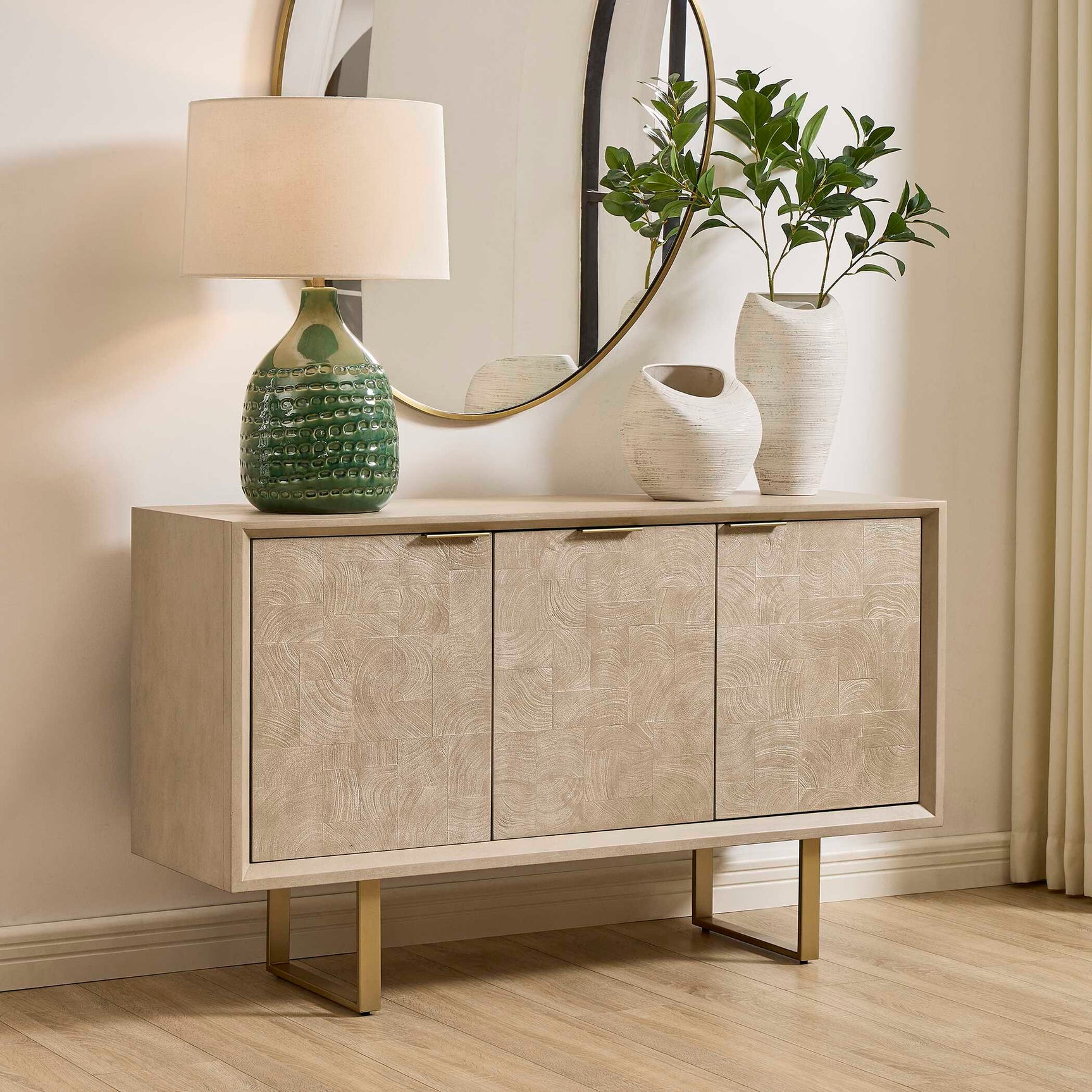 Maeva Woodtone 3 Door Light Wood Cabinet