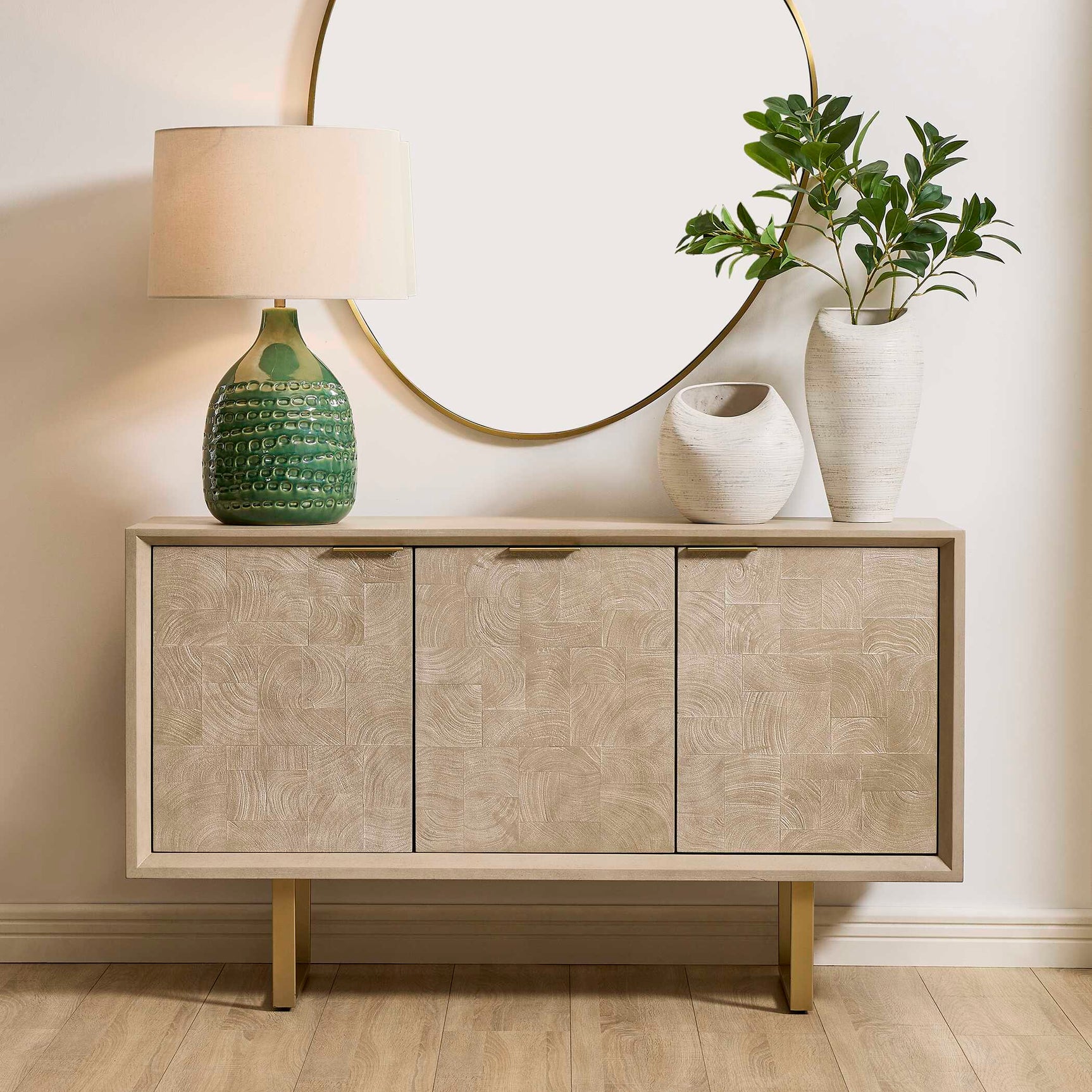 Maeva Woodtone 3 Door Light Wood Cabinet
