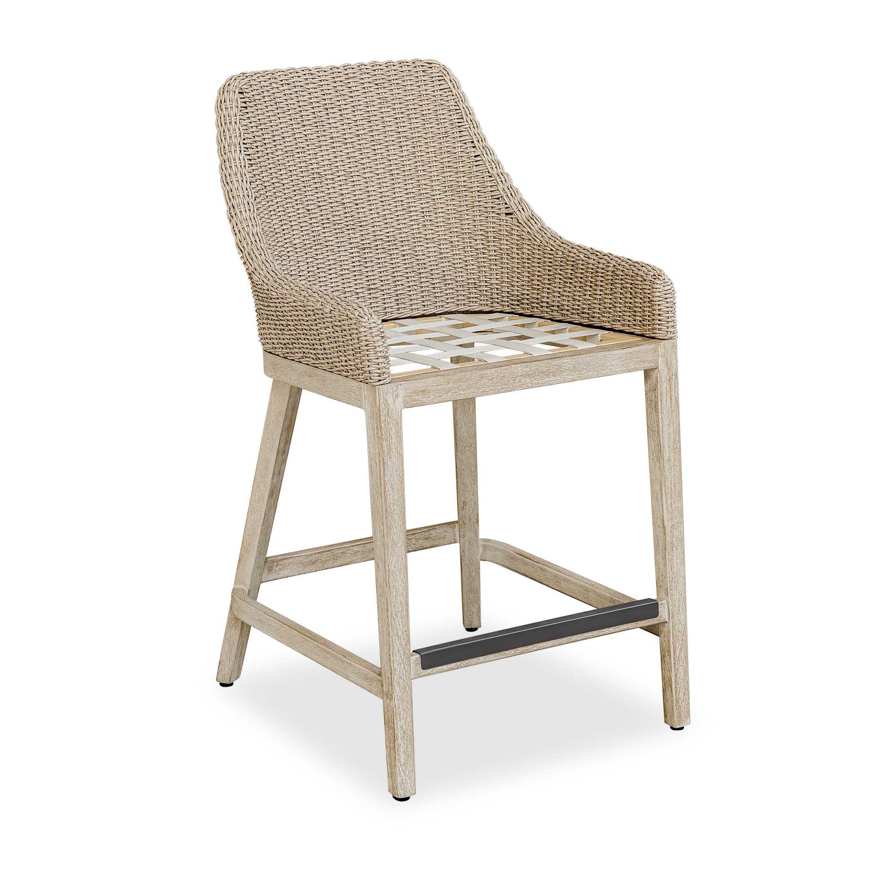 Paloma Brown/Gray/White Outdoor Wicker Counter Stool