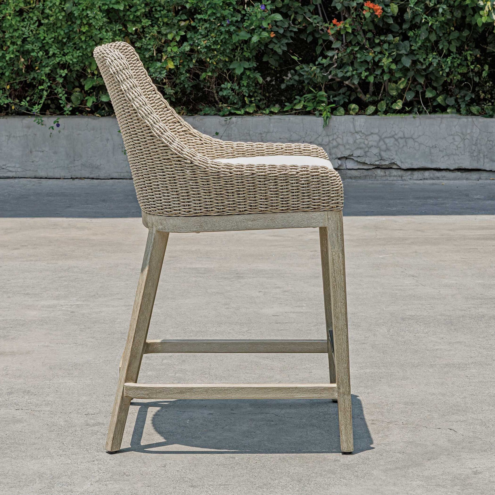 Paloma Brown/Gray/White Outdoor Wicker Counter Stool