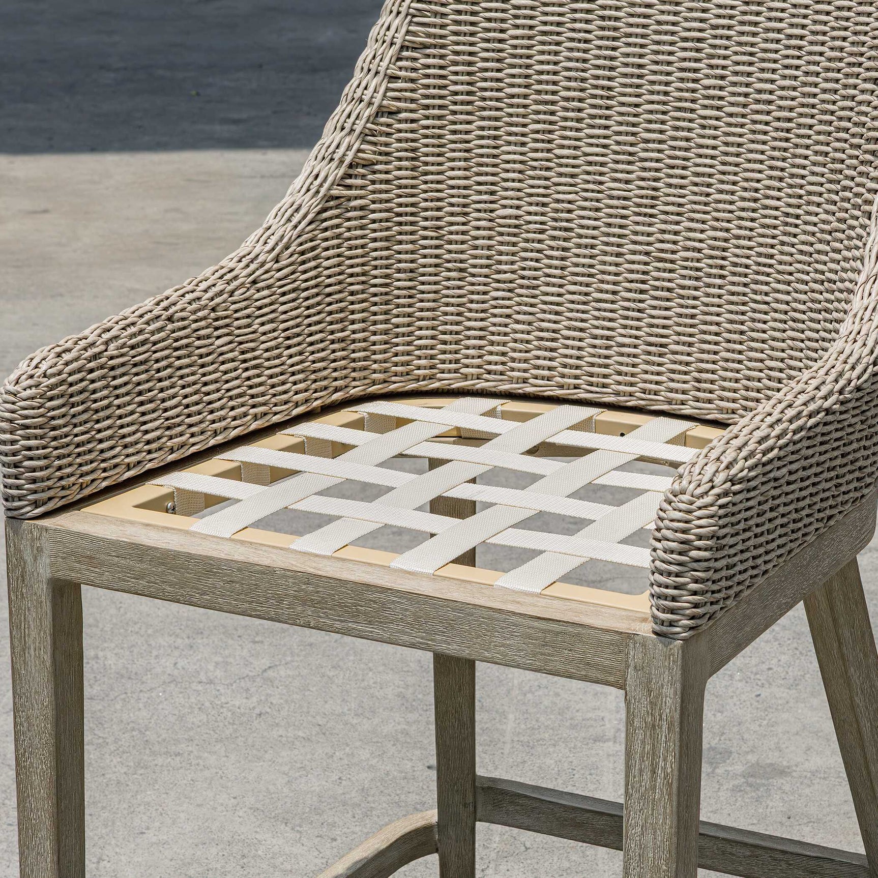 Paloma Brown/Gray/White Outdoor Wicker Counter Stool