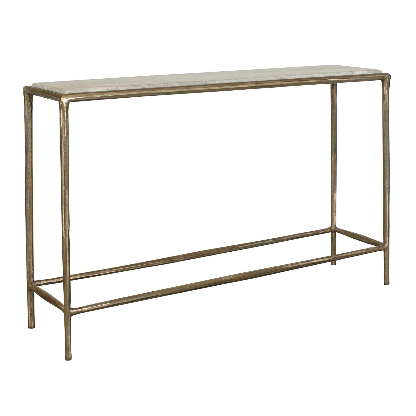 Minerva Brass/Gray/White Marble Top Console Table