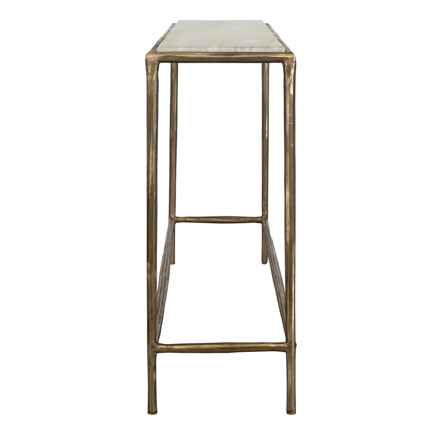 Minerva Brass/Gray/White Marble Top Console Table