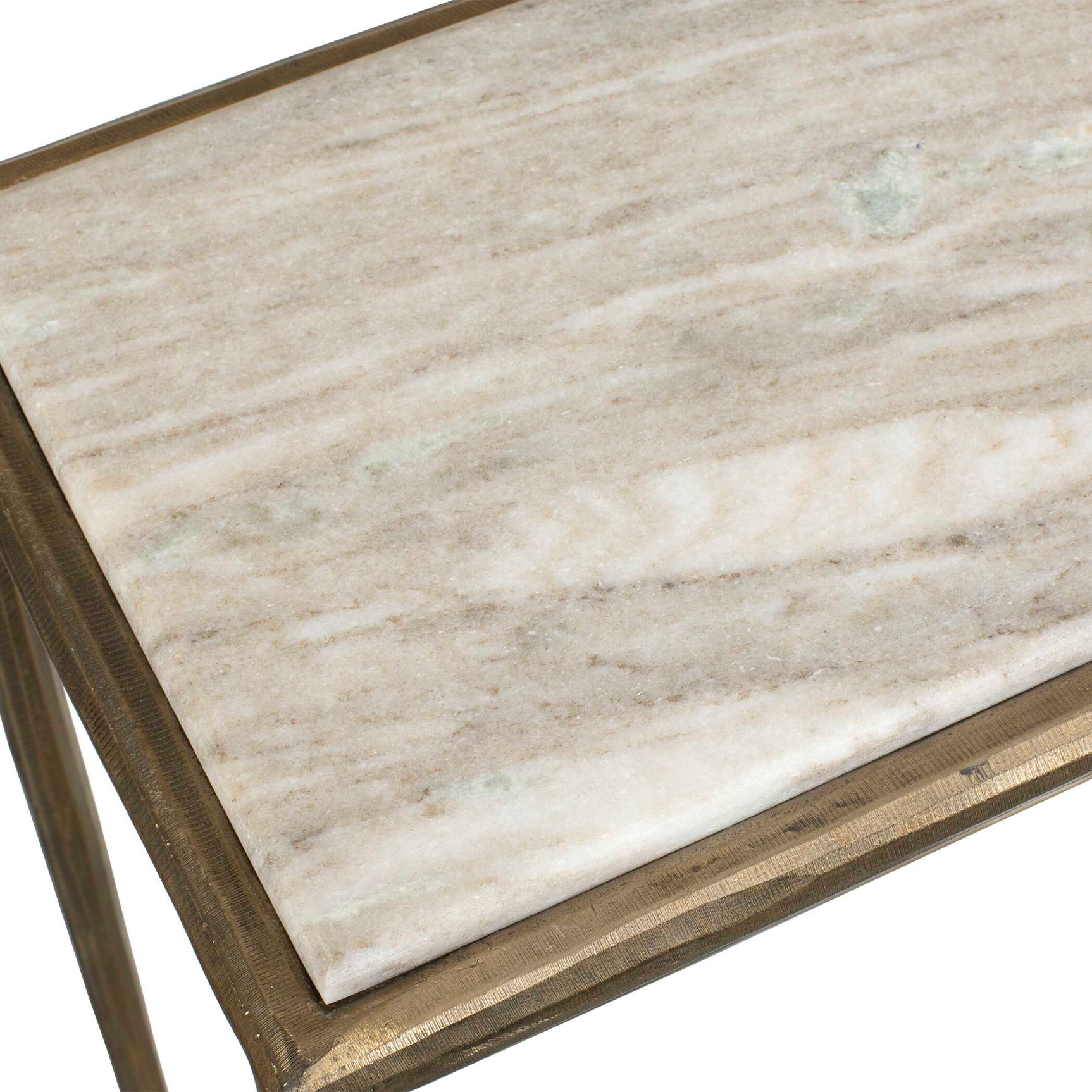 Minerva Brass/Gray/White Marble Top Console Table
