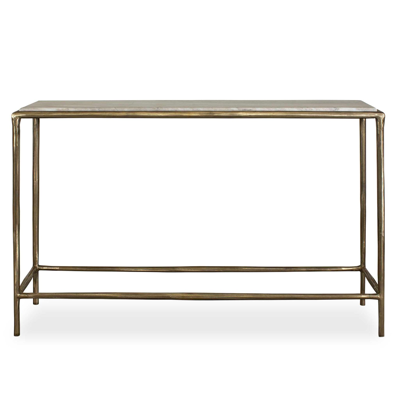 Minerva Brass/Gray/White Marble Top Console Table