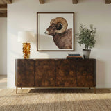 Melbourne Woodtone Mappa Burl 4 Door Cabinet