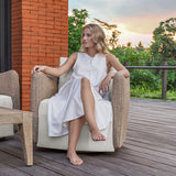 Sunset Gray/White Outdoor Swivel Lounge Chair