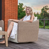 Sunset Gray/White Outdoor Swivel Lounge Chair