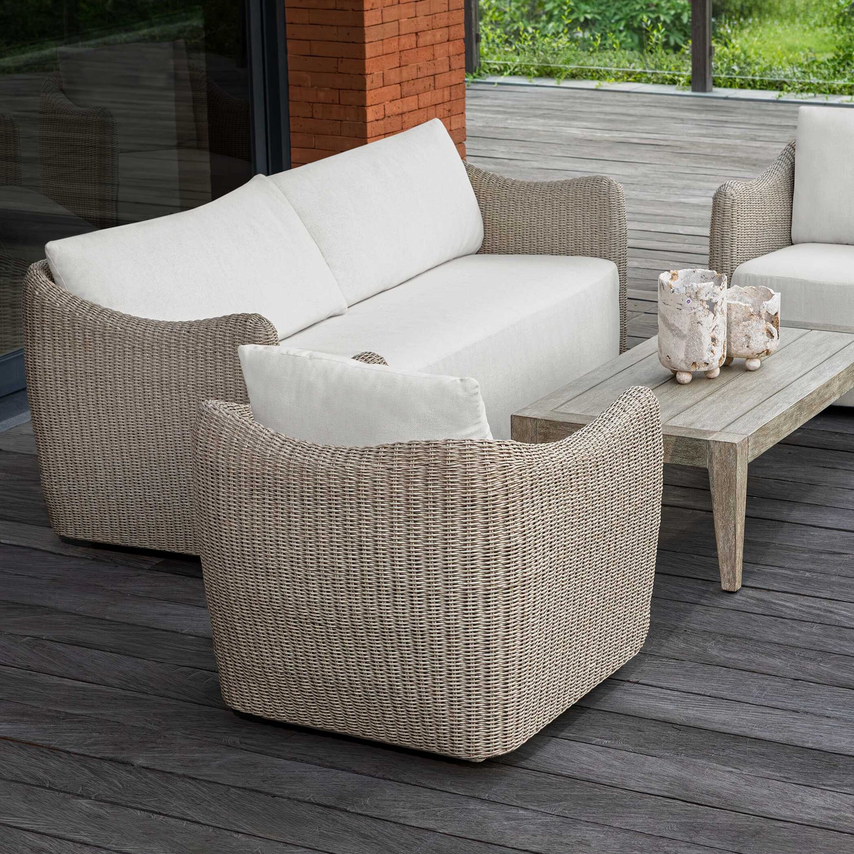 Sunset Gray/White Wicker Outdoor Sofa