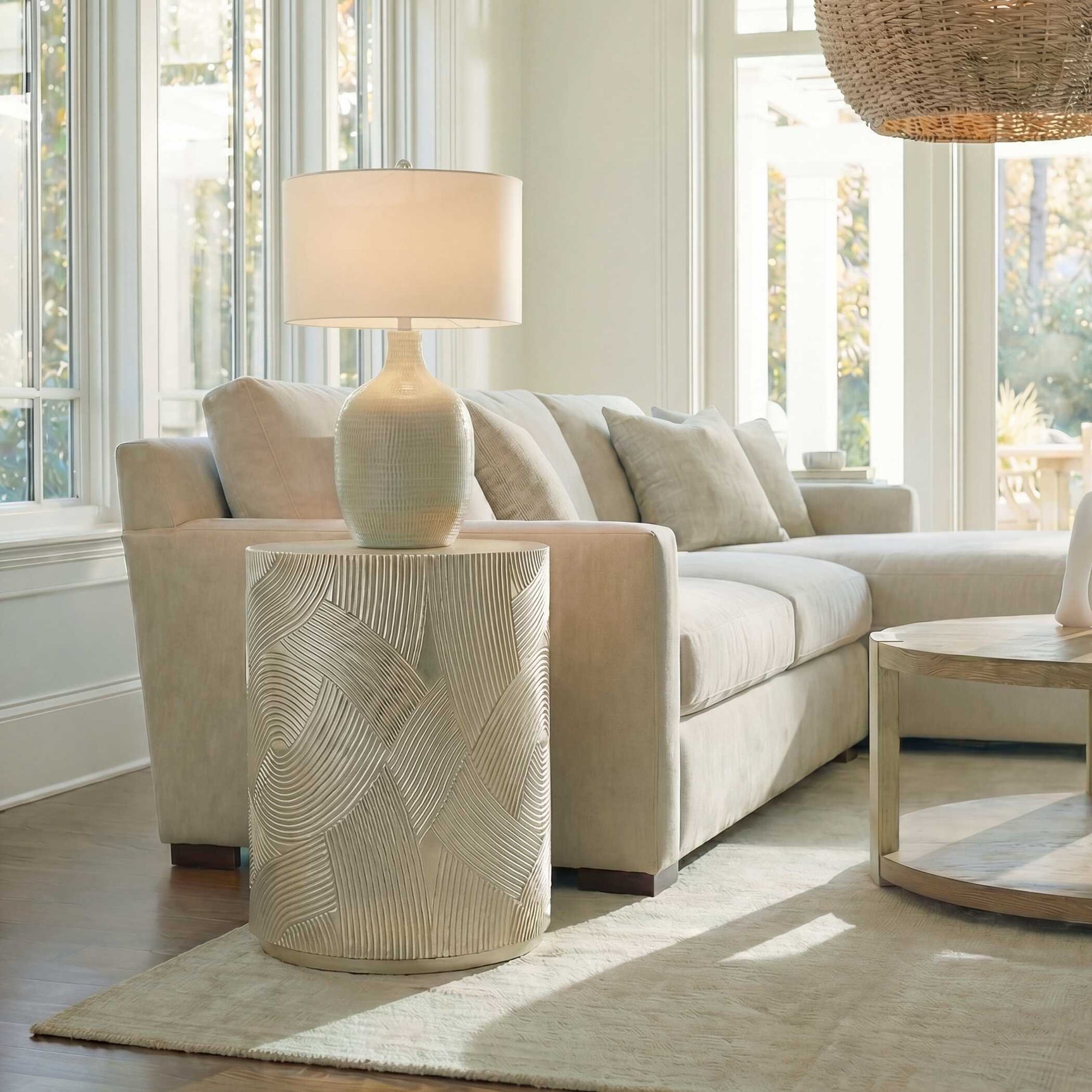 Cassandra Gold Drum Accent Table